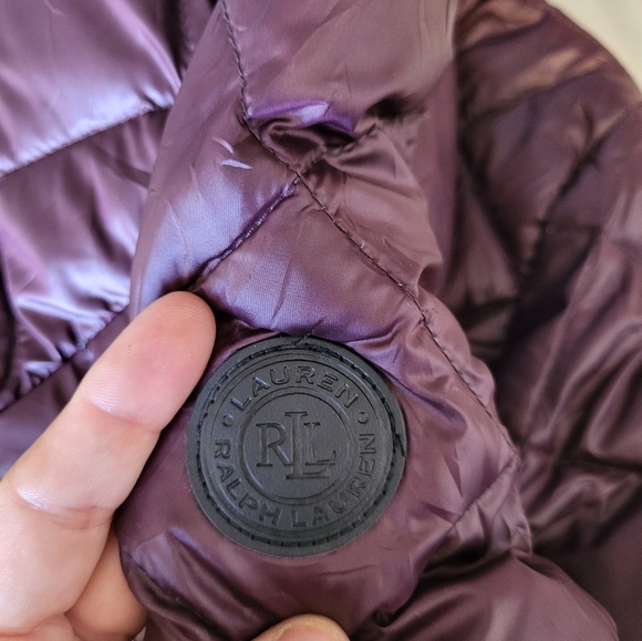 Ralph Lauren Women's Puffer Jacket - Plum, Size Large - Picture 6 of 7